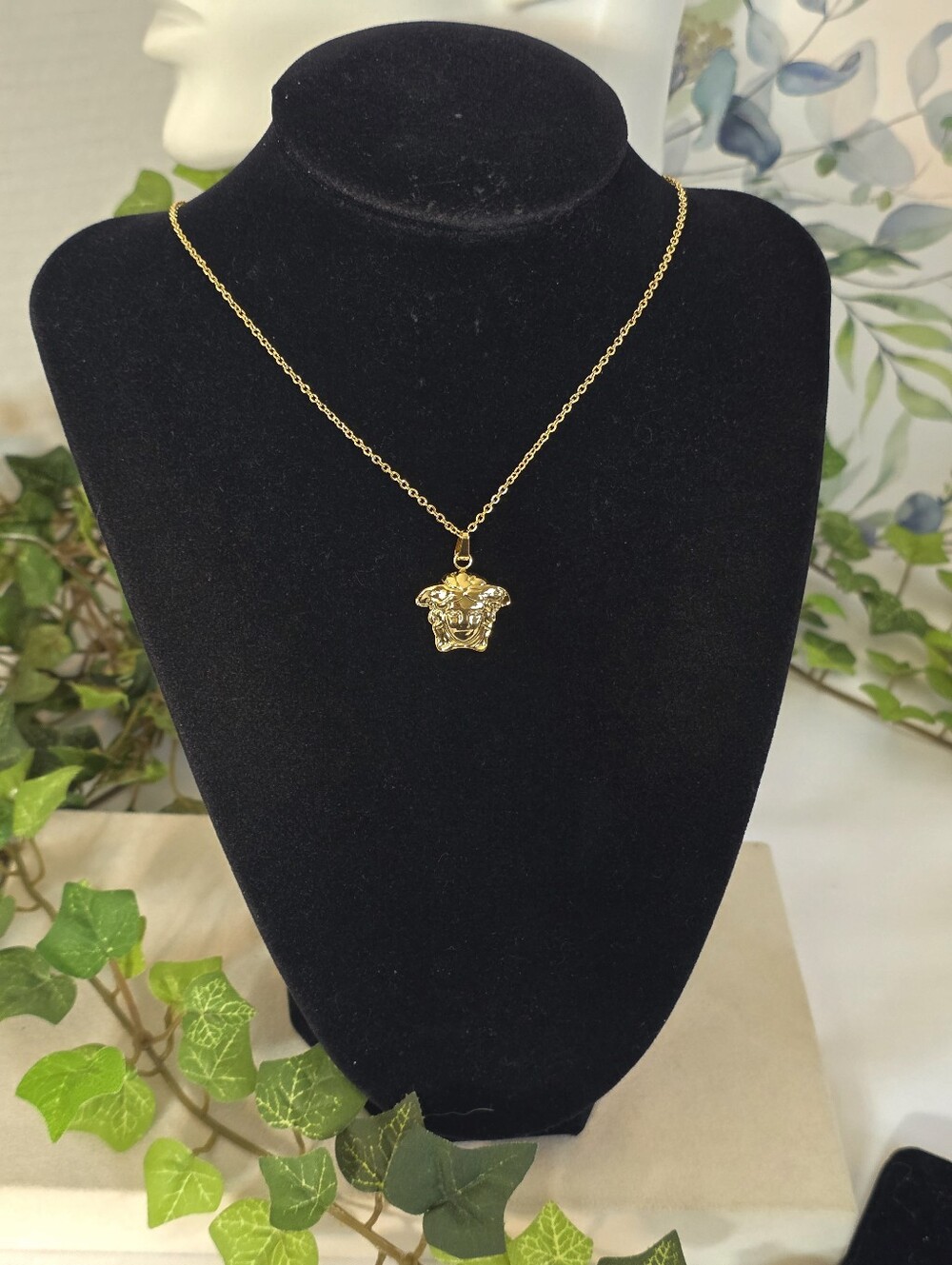 Gold Filled Medusa Head Pendant Necklace | Vintage Style Statement Chain